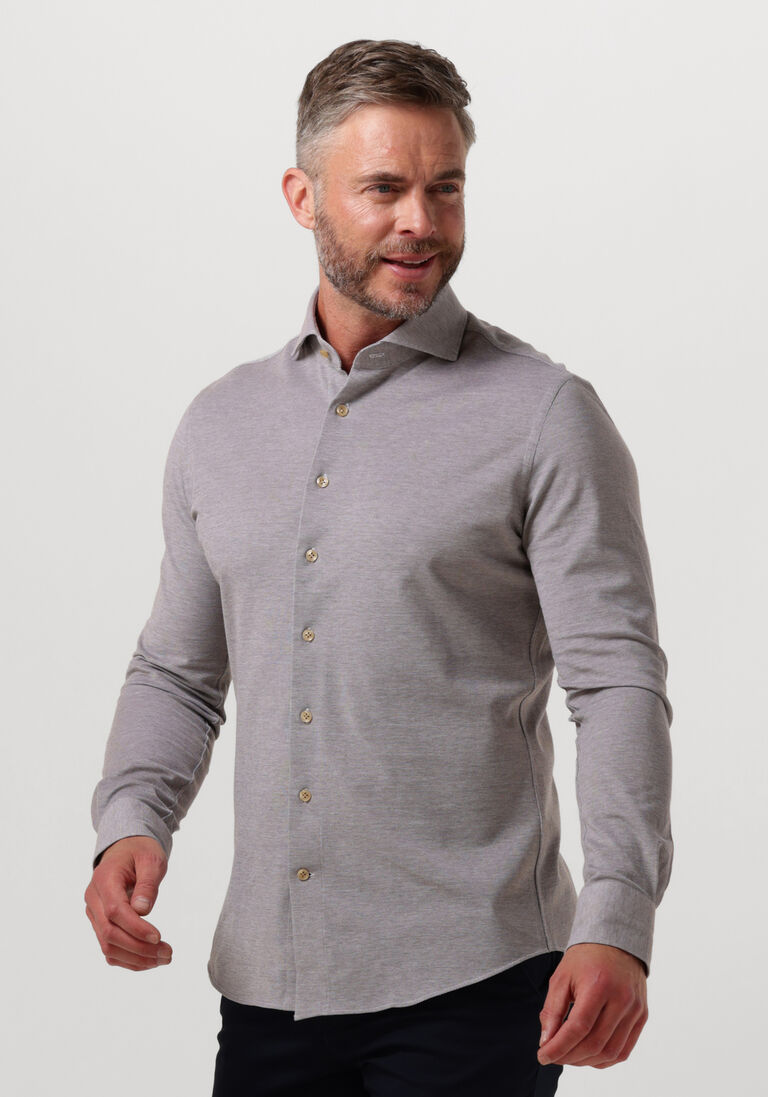 PROFUOMO taupe profuomo casual overhemd shirt x-cutaway sc sf
