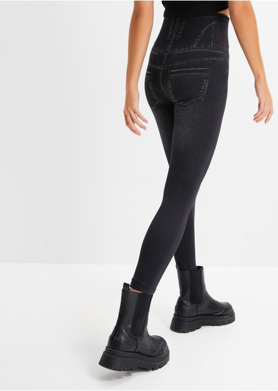 Legging sculptant sans coutures imitation jean, effet sculptant fort