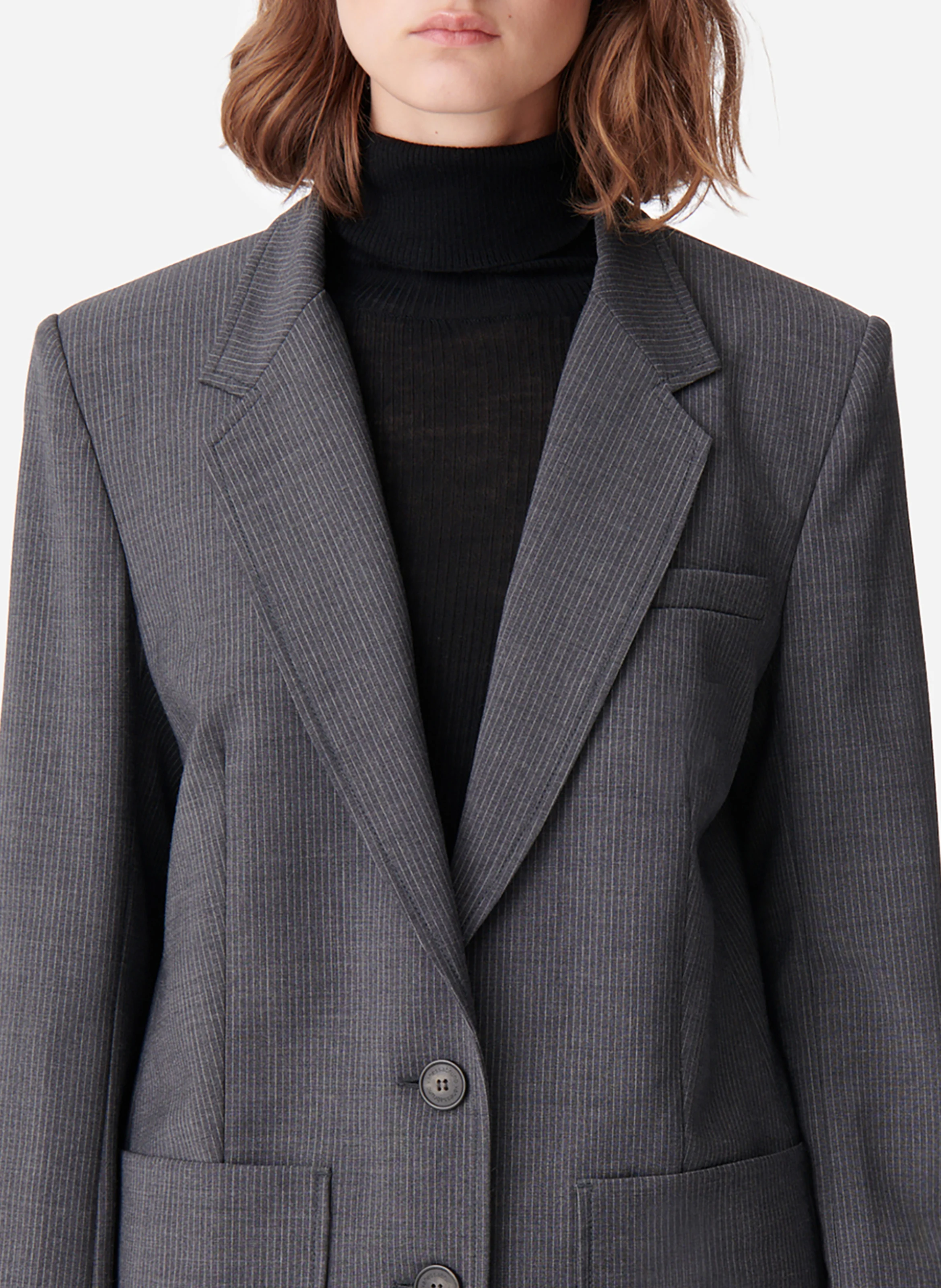BRADLEY - Veste de tailleur ajustée en coton | Gris