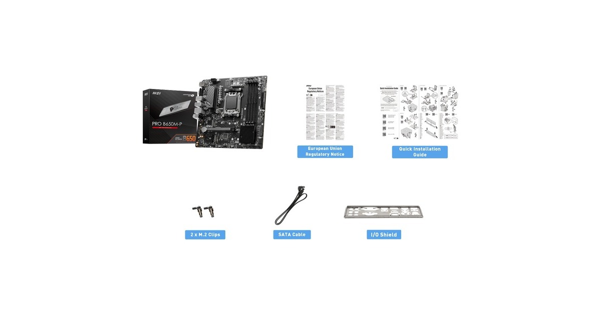 MSIPRO B650M-P socket AM5 moederbord  (Zwart, RAID, 2.5 Gb-LAN, Sound, µATX)