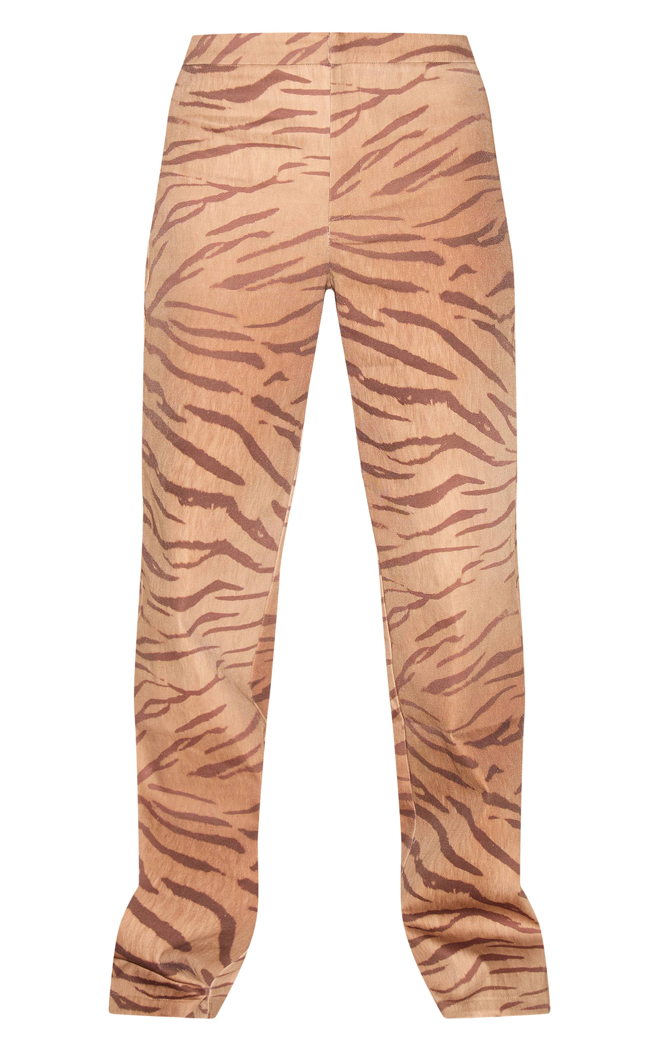 Marron Pantalon Imprimé Tigre