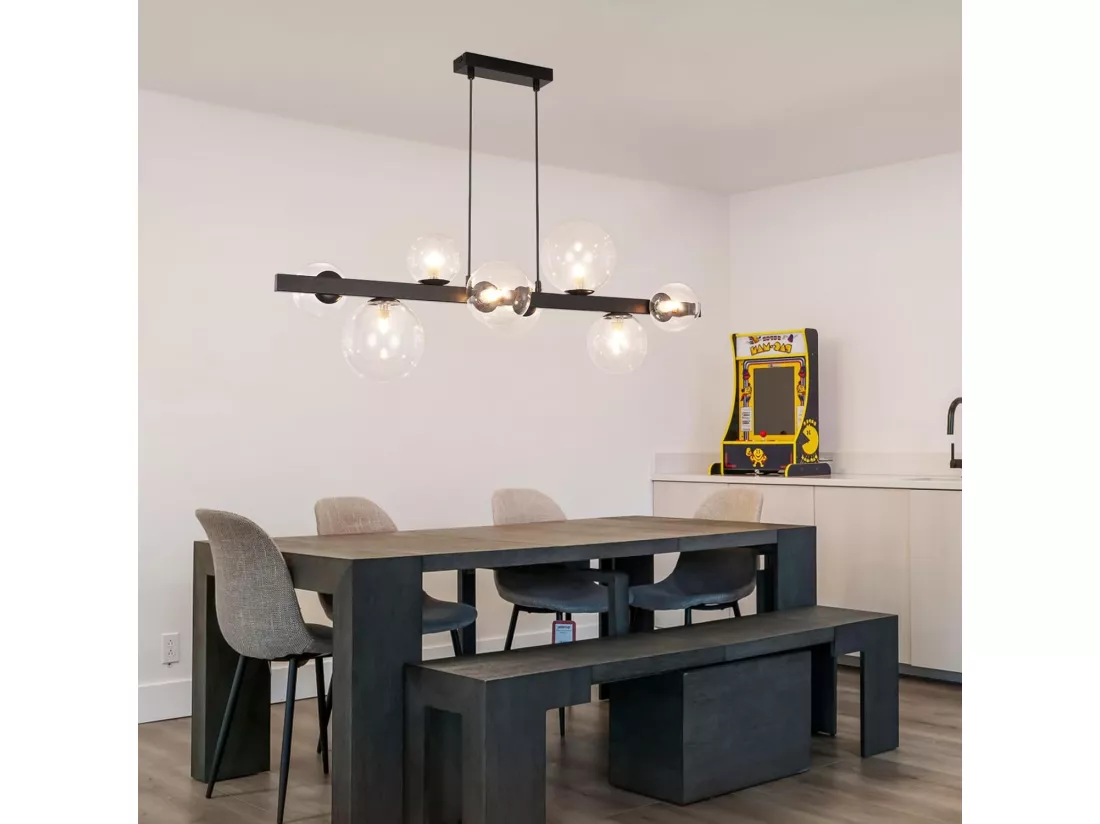 NETTLIFE Suspension table à manger lampe suspendue salon suspendu G9 suspension 8 ampoules verre moderne