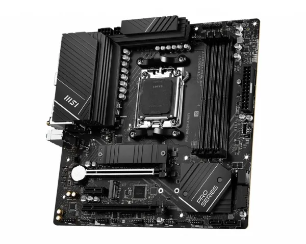 MSI PRO B650M-A WIFI - Bundkort - micro ATX - Socket AM5 - AMD B650 Chipset - USB-C 3.2 Gen2, USB 3.2 Gen 2, USB 3.2 Gen 1 - 2.5 Gigabit LAN, Wi-Fi 6E, Bluetooth - onboard grafik (CPU påkrævet) - HD Audio (8-kanaler)