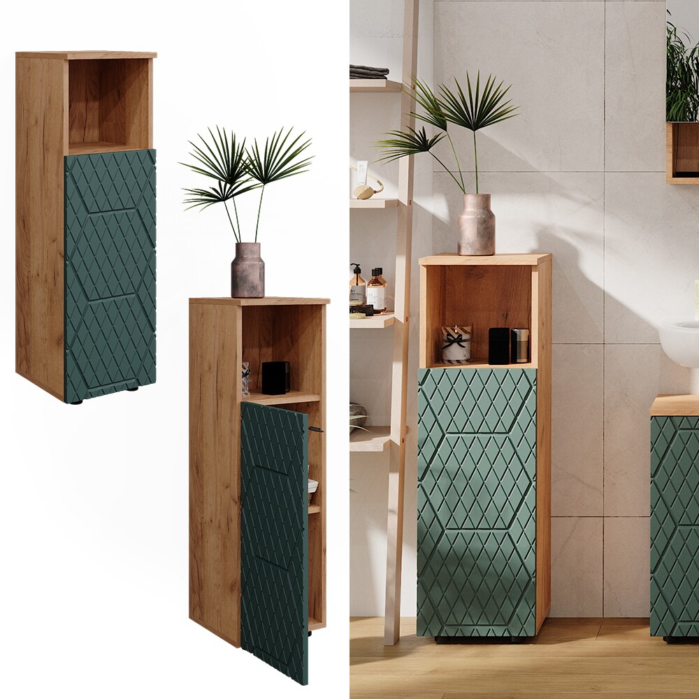 Vicco Midischrank Irma Eiche Grün 30 x 95 cm Badezimmer