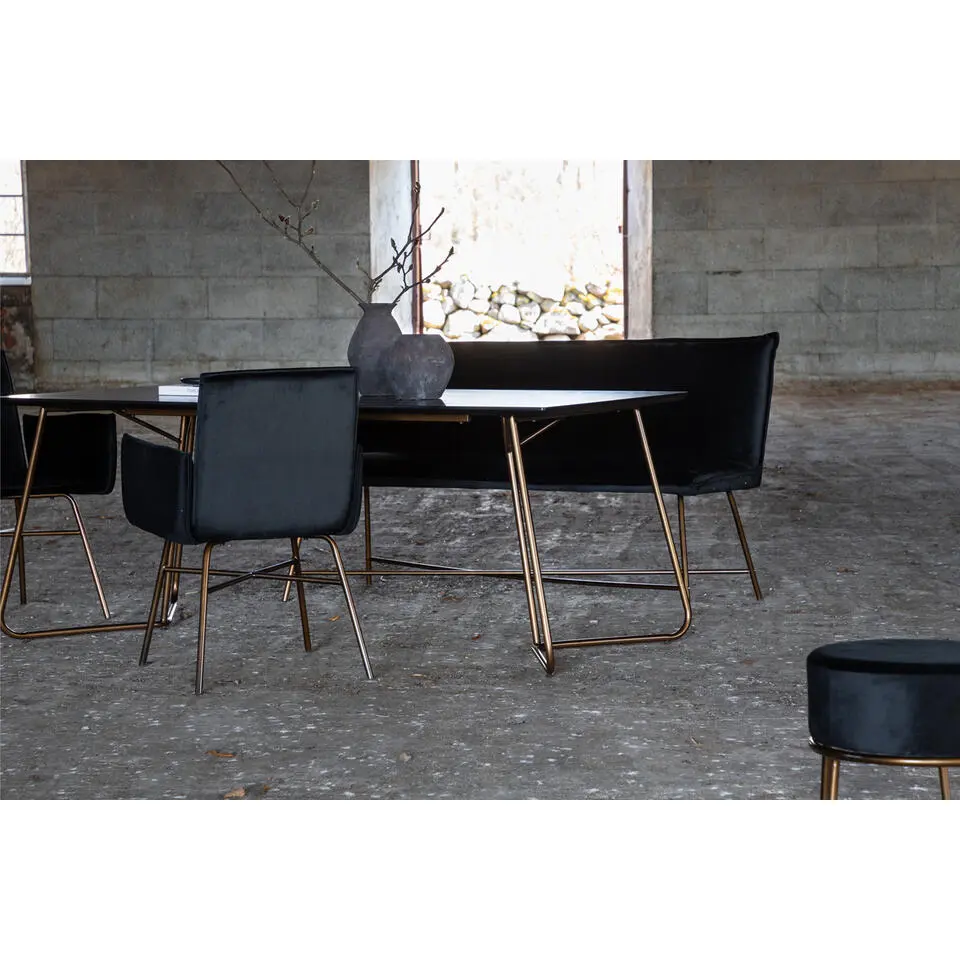 Eettafel Zwart Hout - 190x90x75cm - Petra Distressed