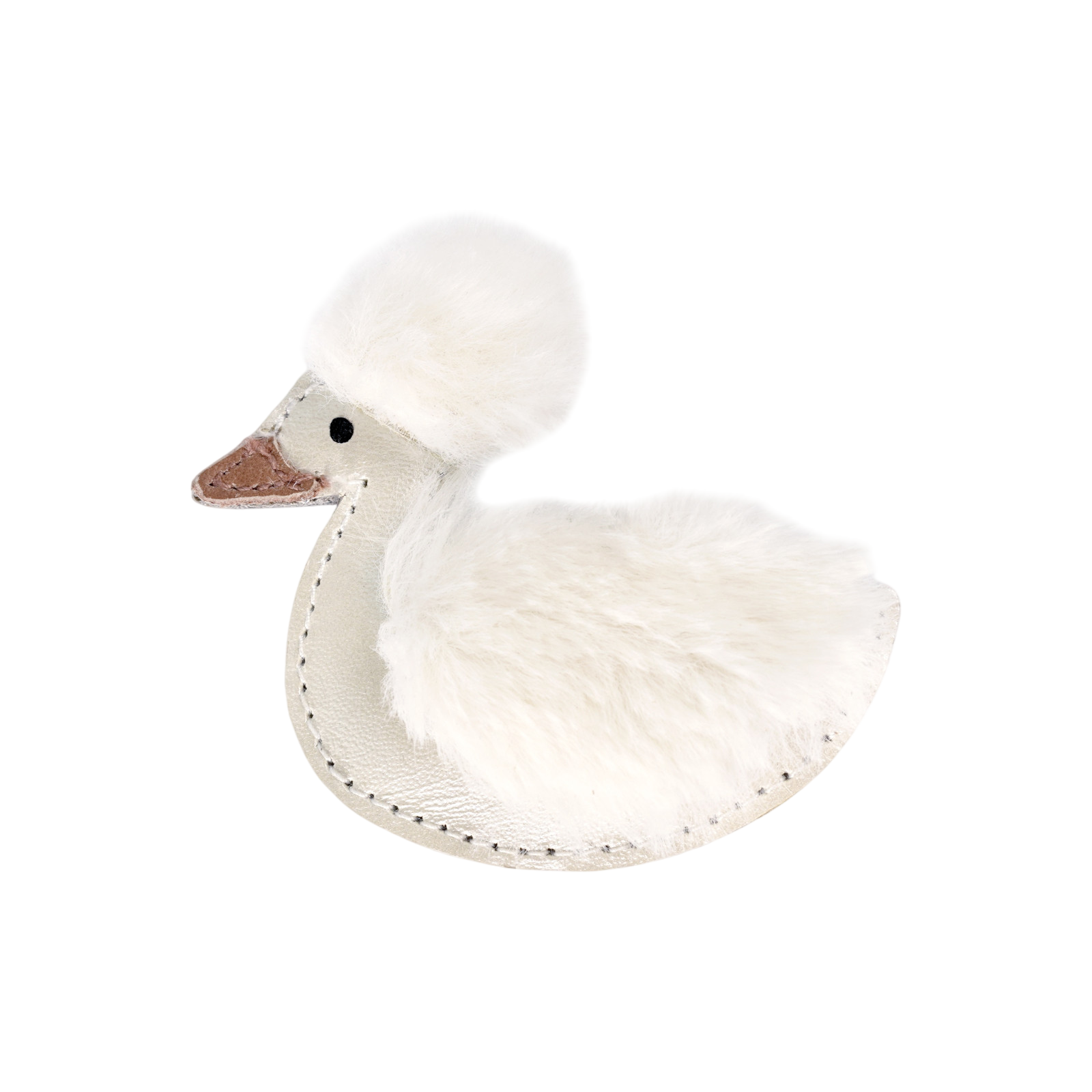 Haarspange Duck Off White Metallic Leather
