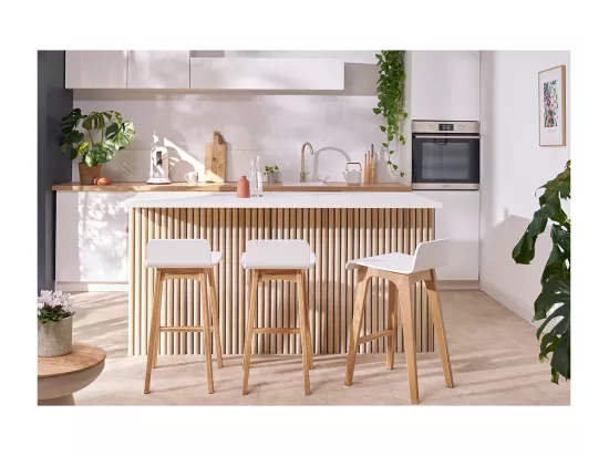 Chaise de bar scandinave noir et bois foncé H65 cm BALTIK