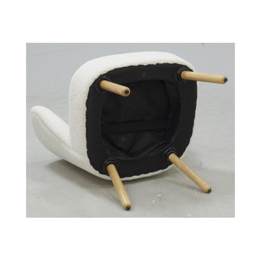 Fauteuil bois et bouclettes blanc