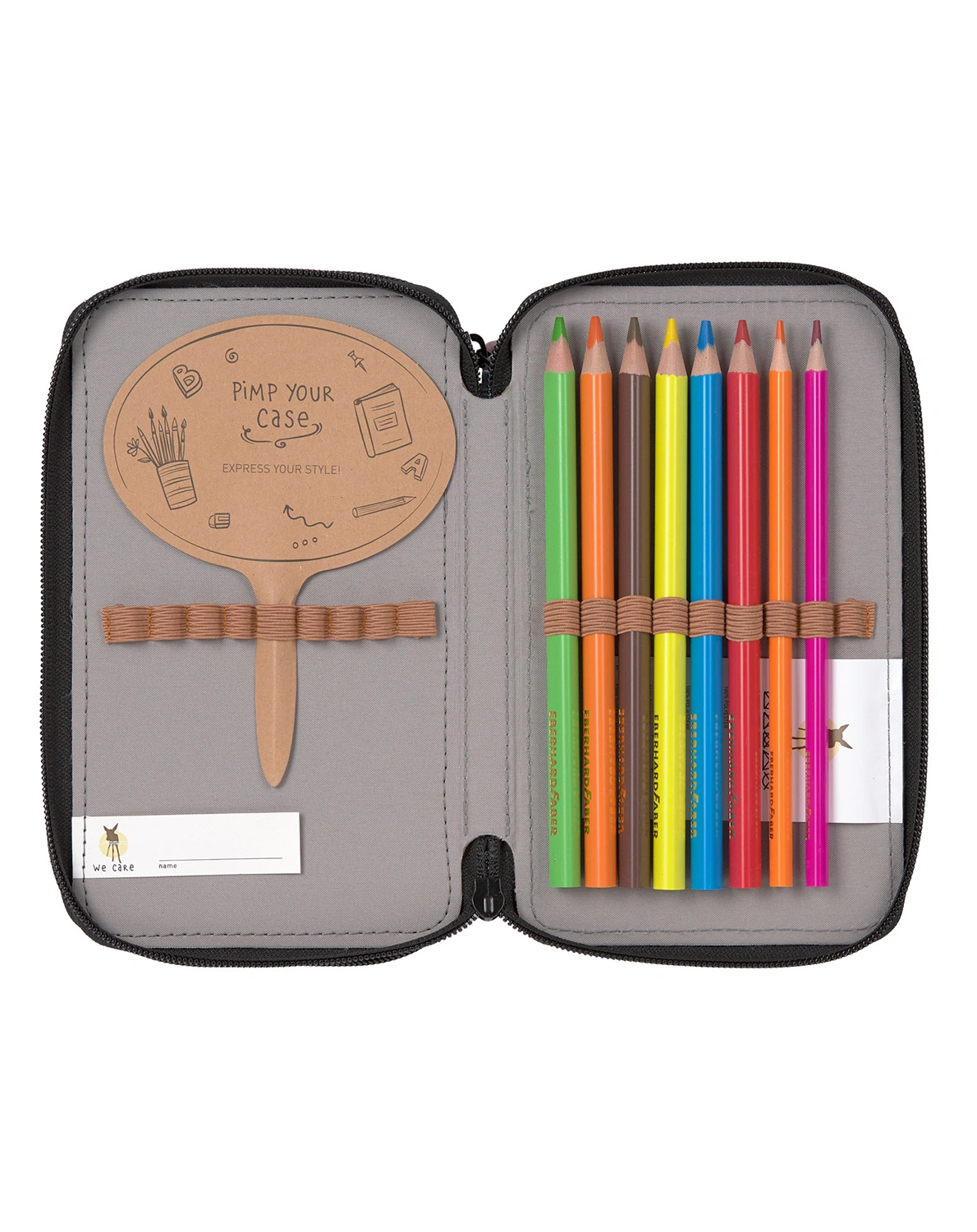 Federtasche TRIPLE UNIQUE mit Inhalt in rose/blue/black