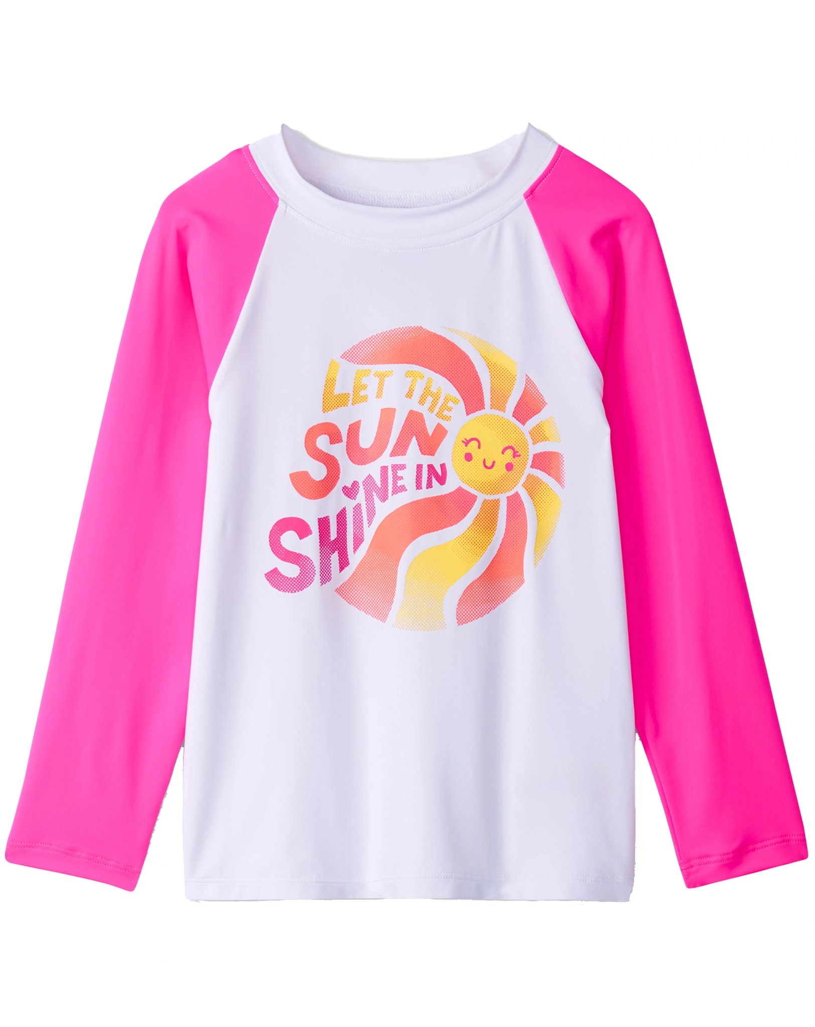 Langarm-Badeshirt SUNSHINE in weiß/pink