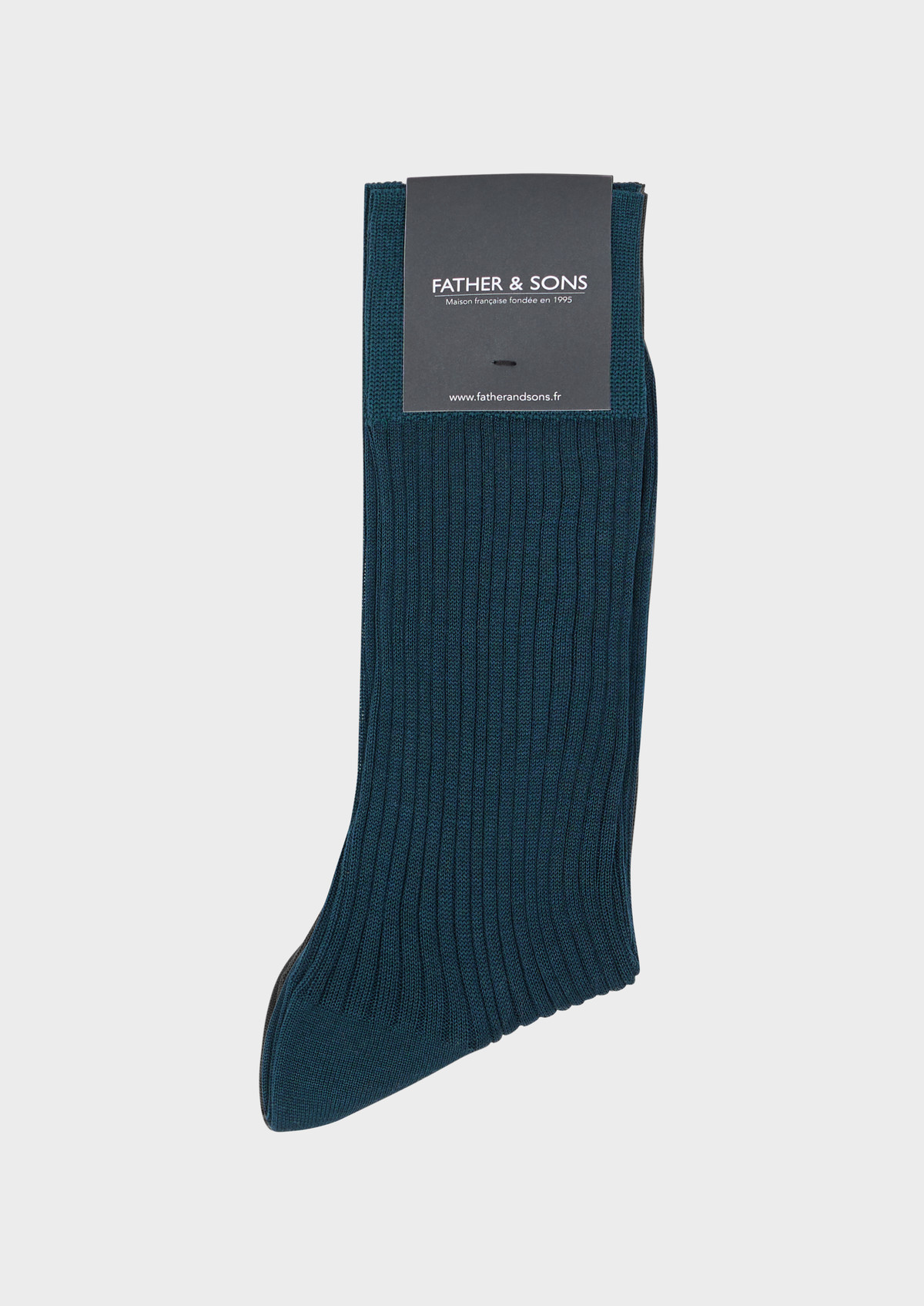 Chaussettes en coton fil d'Ecosse uni bleu pétrole