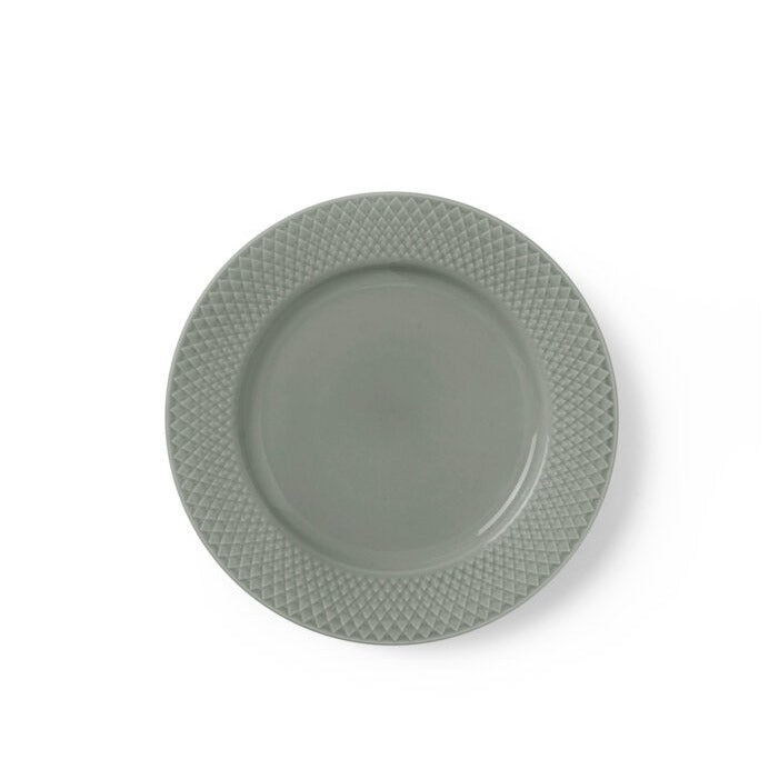 Lyngby Porcelæn  Rhombe Earth Frokosttallerken, moss - Ø21 cm.