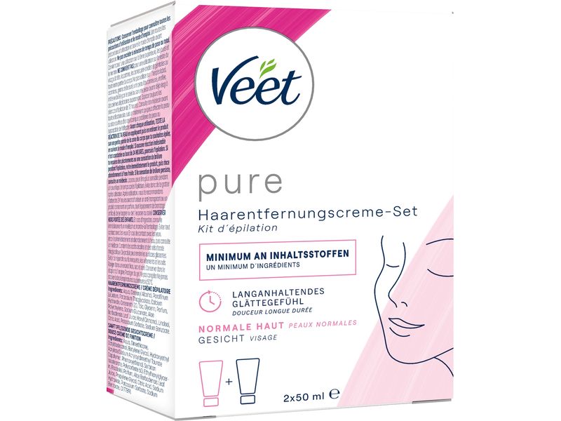 Veet Enthaarungscrème Set 2 x 50 ml Haarentfernungs-Creme Set für das Gesicht