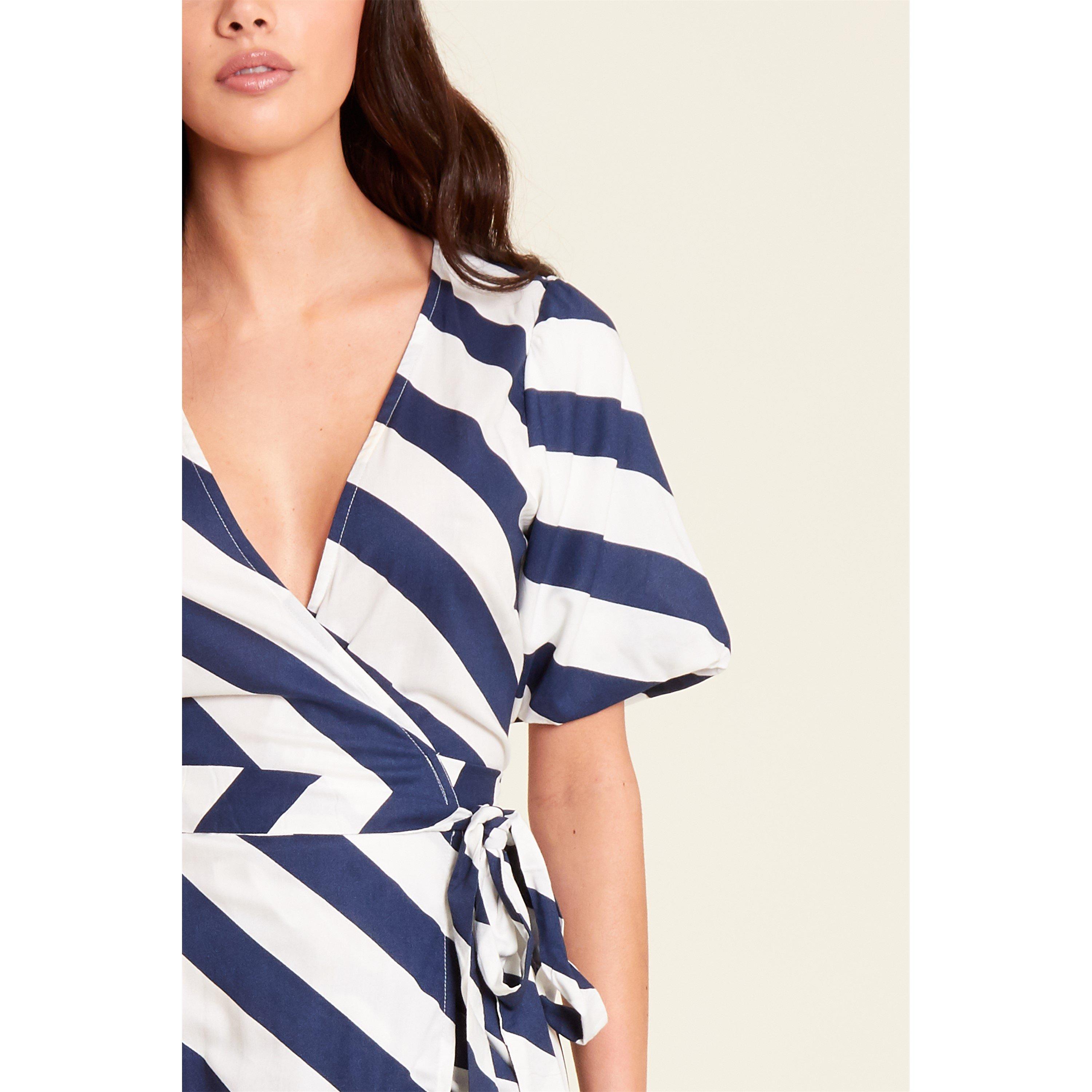 Be You BY Stripe Wrap Midi Dress Womens