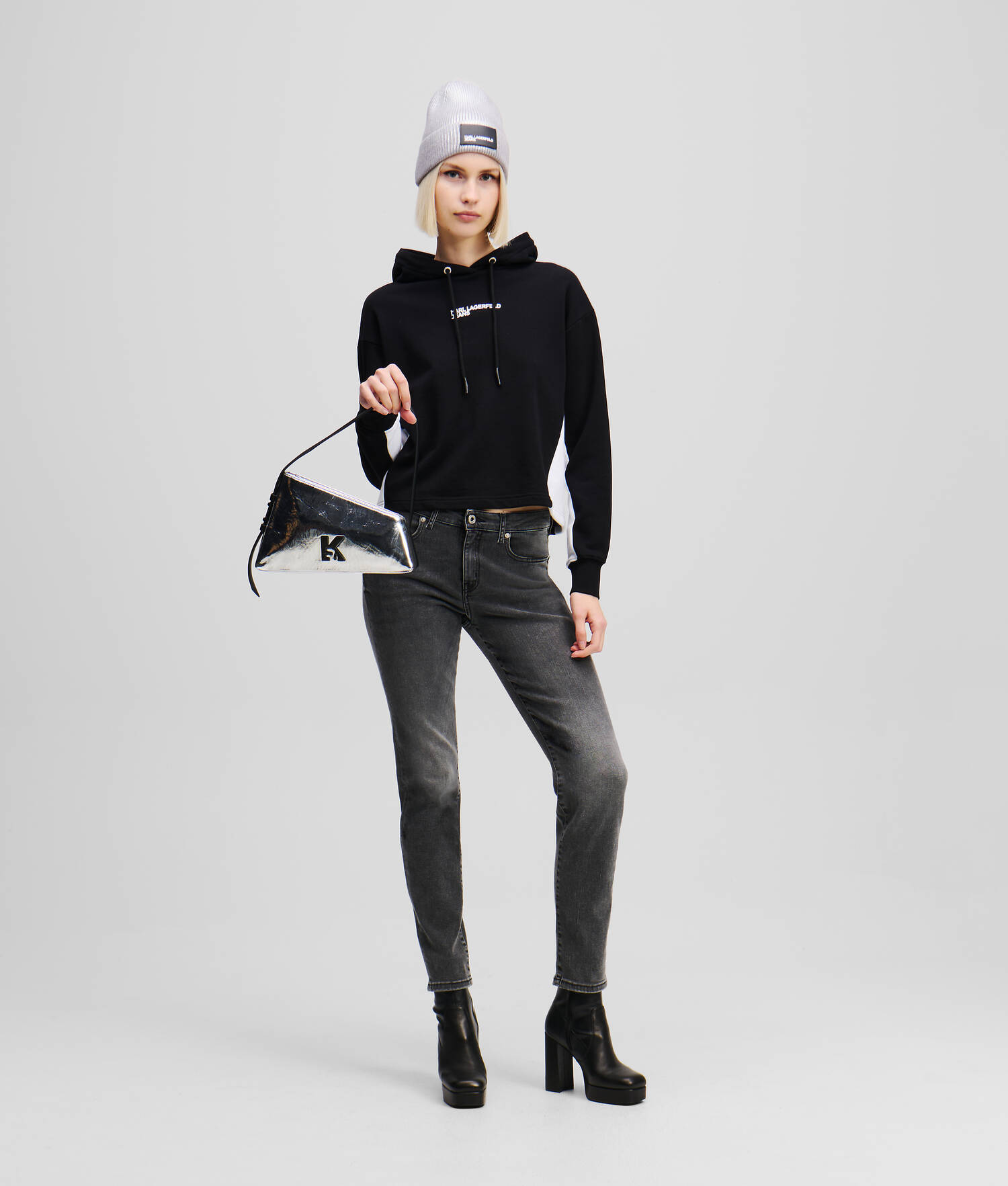 JEAN SLIM TAILLE MI-HAUTE - Noir lavé