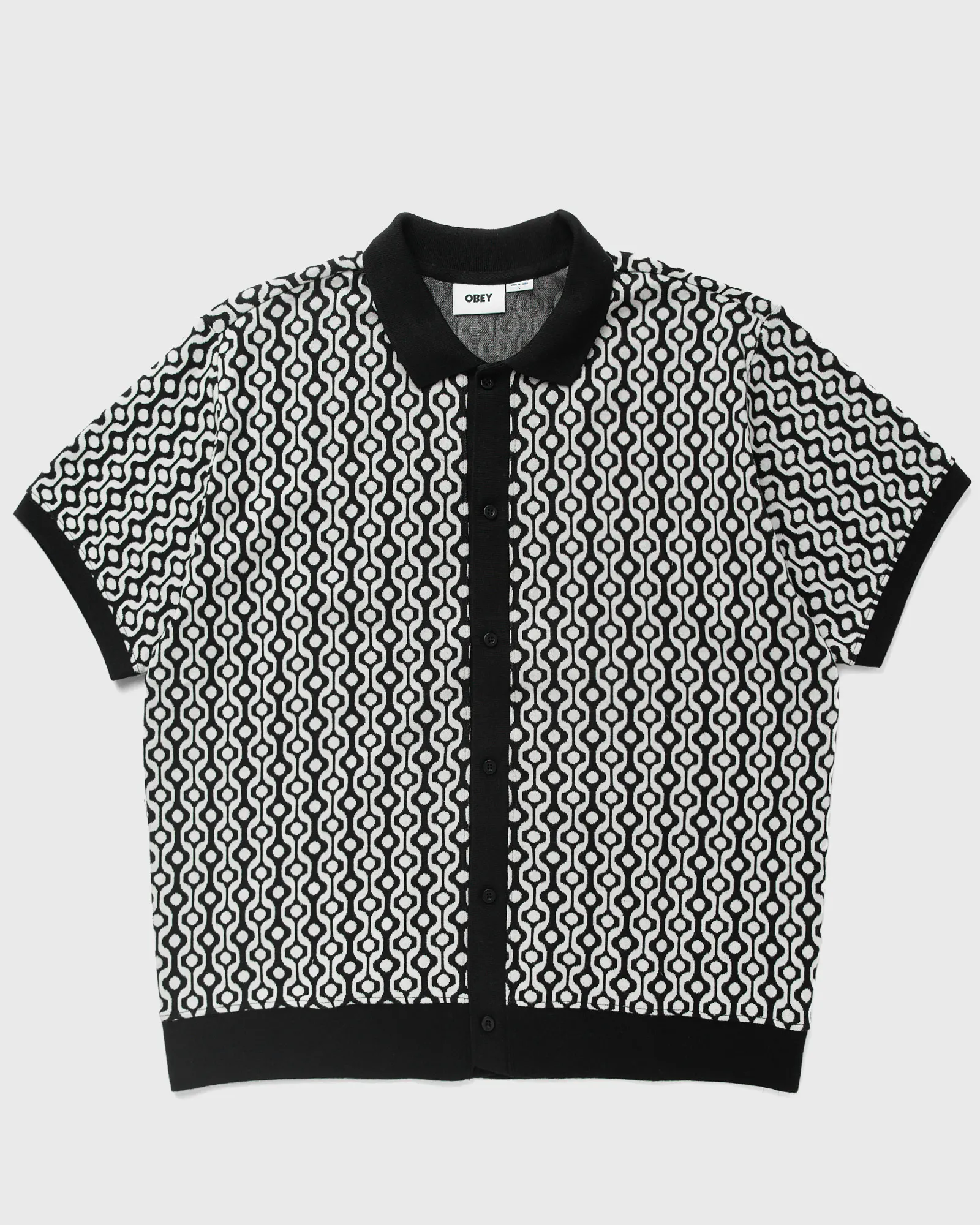 Obey Testament button front polo ss
