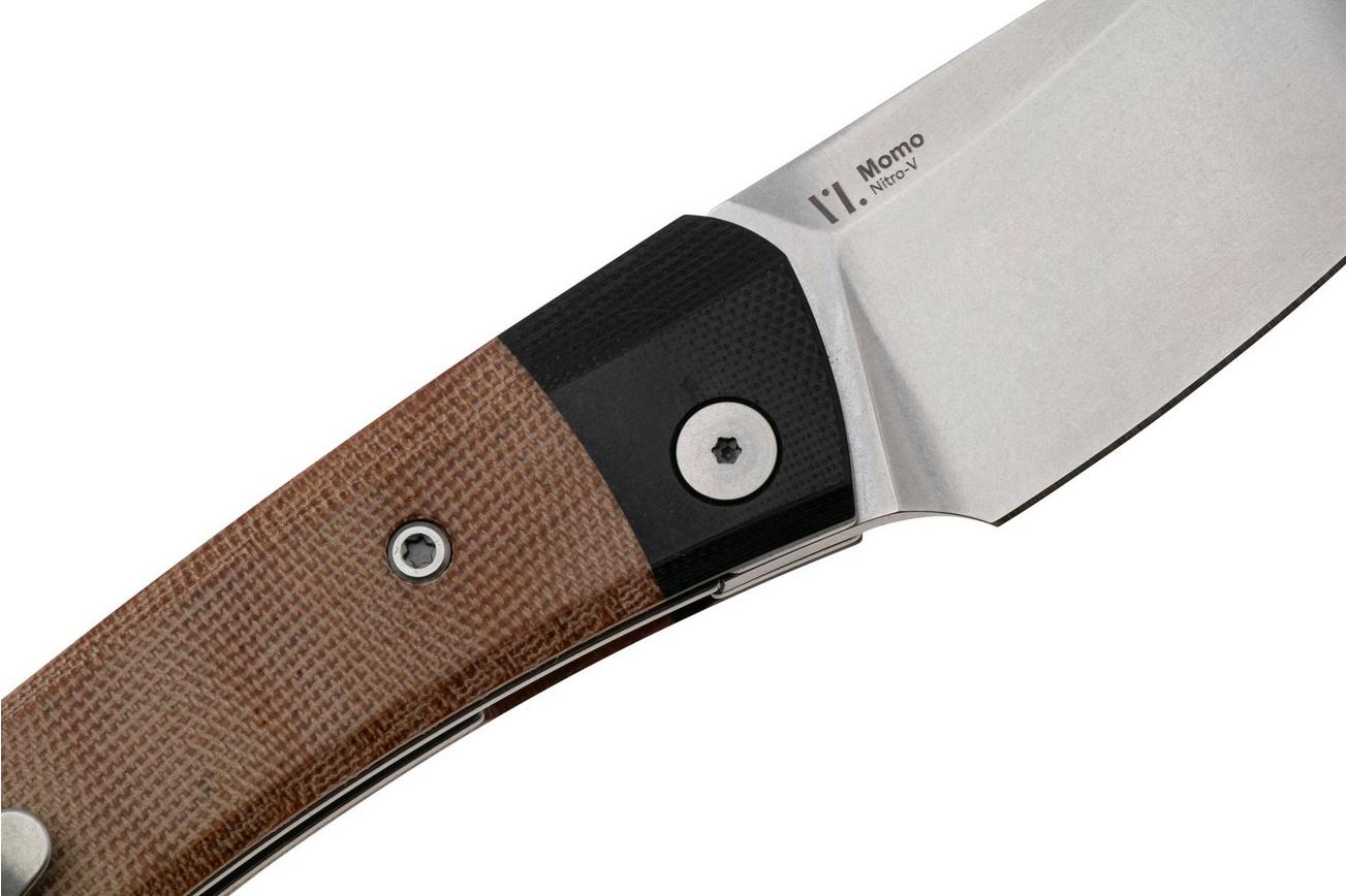 Kizer Vanguard Momo V4663A2 Satin Nitro-V, Black G10/Natural Micarta zakmes, Vladimir Legachev design