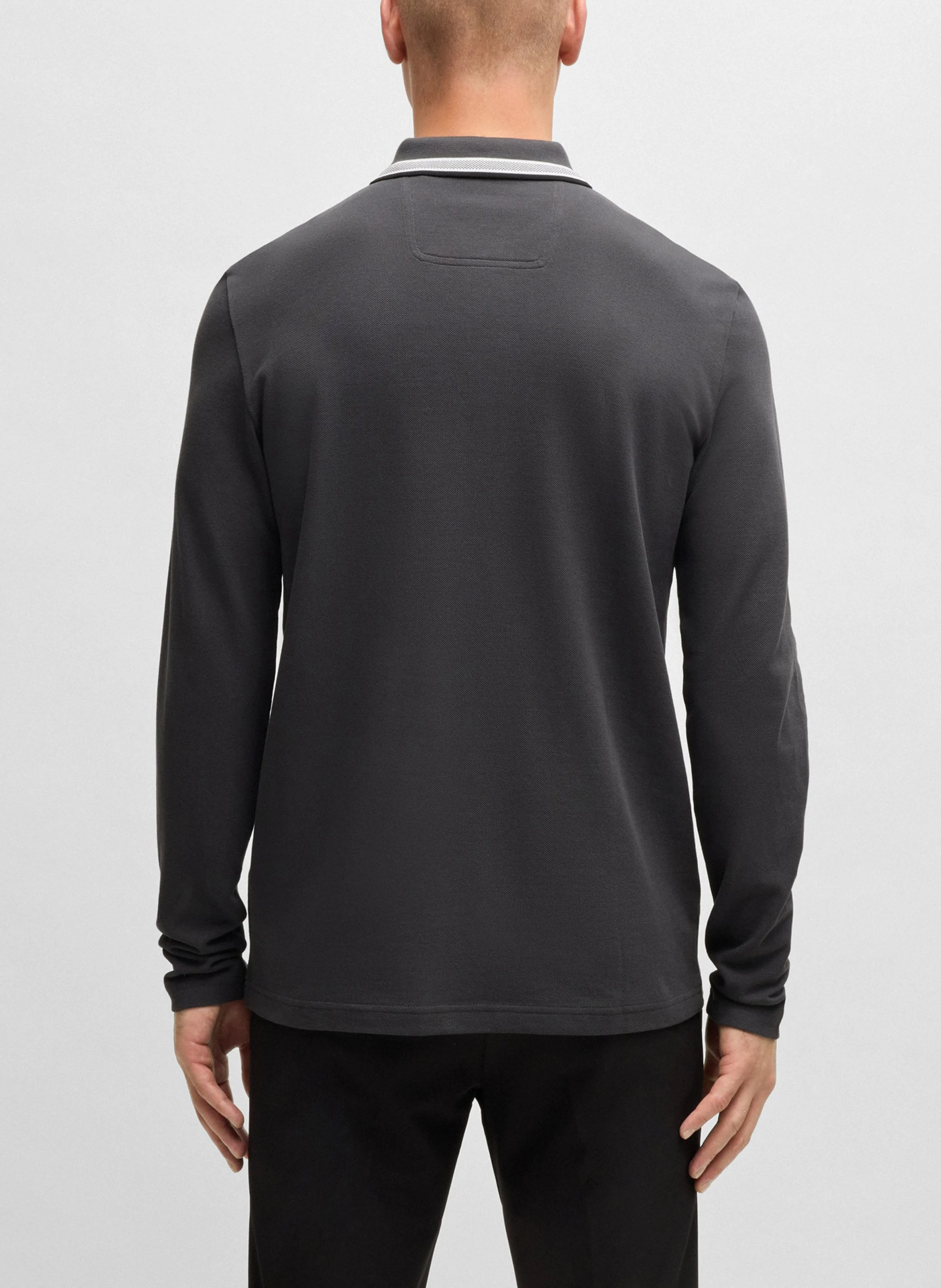 Polo manches longues en coton | Gris