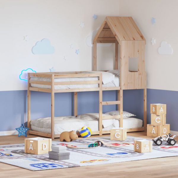 vidaXL Telhado de Cama Infantil 60x99x139,5 cm Madeira de Pinho Maciça - 2840756409