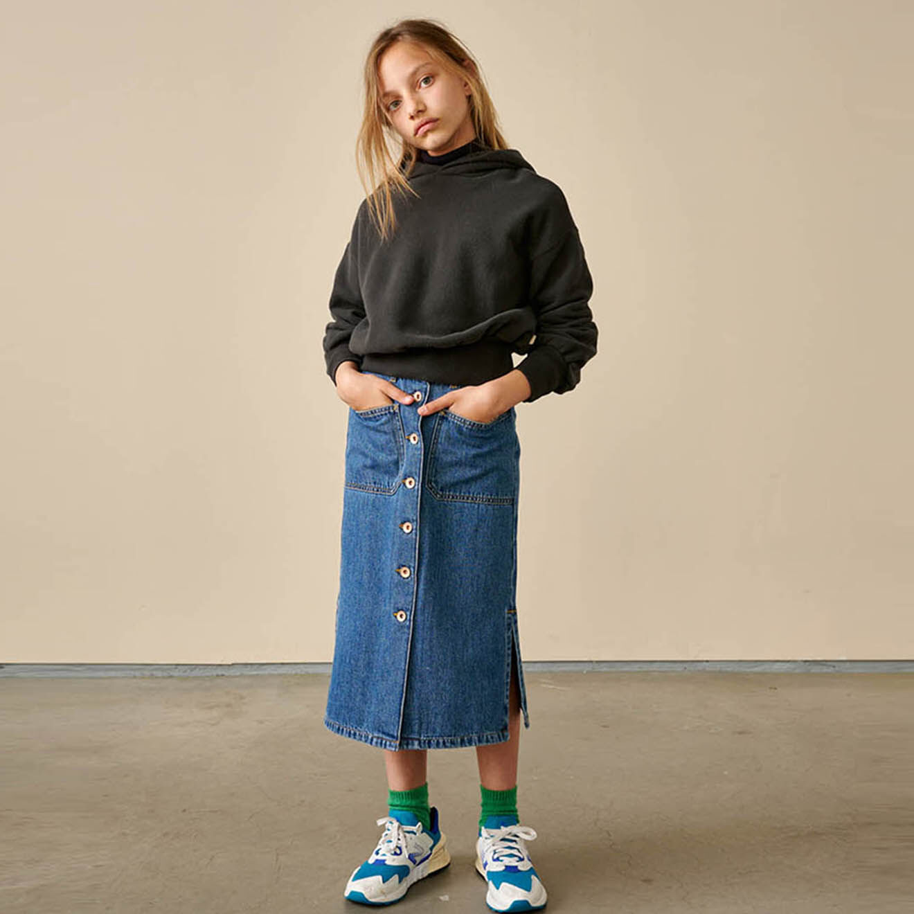 Bellerose Sweat Vasso en Coton à capuche anthracite