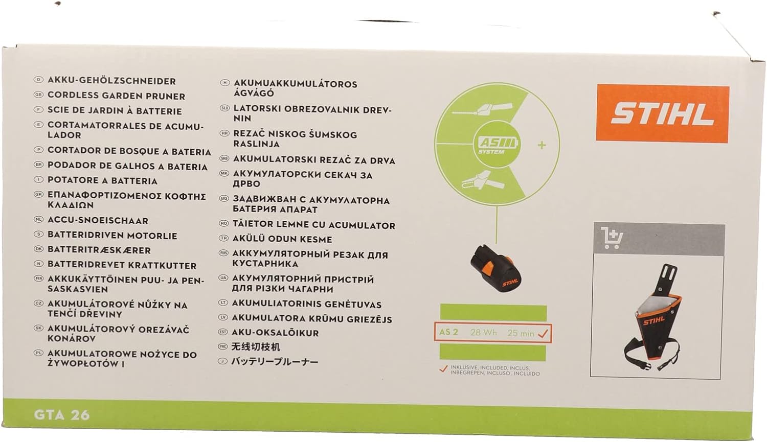 Stihl Akku-Gehölzschneider GTA 26 Set mit Akku AS 2 und Ladegerät AL 1, Batteriebetrieben