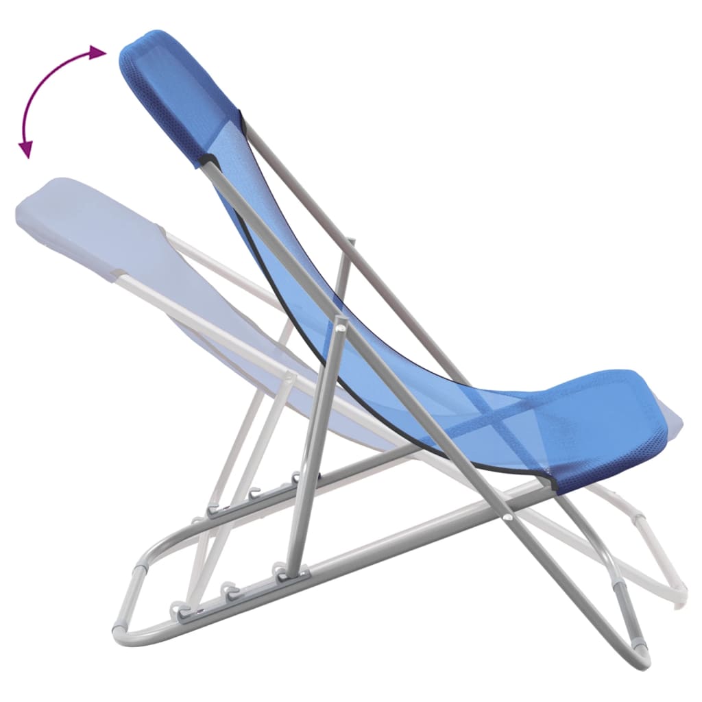 Chaises de plage pliantes 2pcs textilène acier enduit de poudre