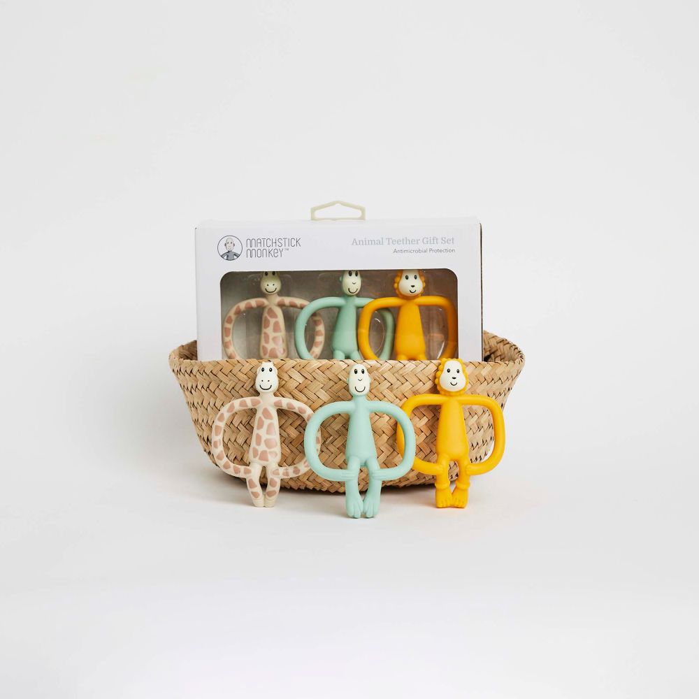 Matchstick Monkey Geschenkset Beißringe 3er Pack - Ludo Löwe, Gigi Giraffe & Affe