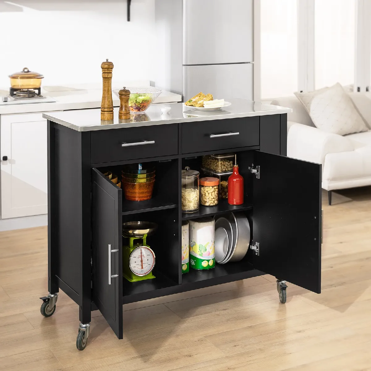 SoBuy FKW108-SCH - Bois et Inox