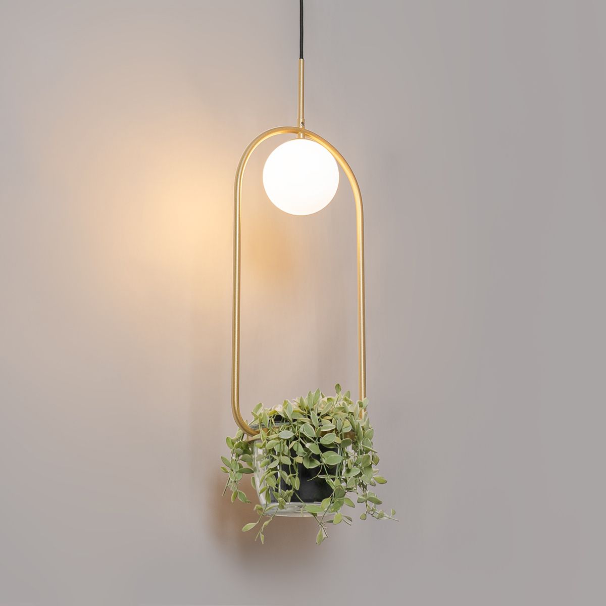Art deco hanglamp goud met wit glas - Isabella