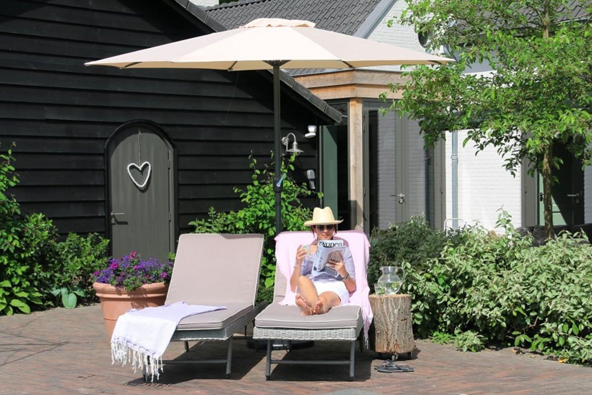 PimXL 300 cm luxe 8-ribs parasol - Ecru