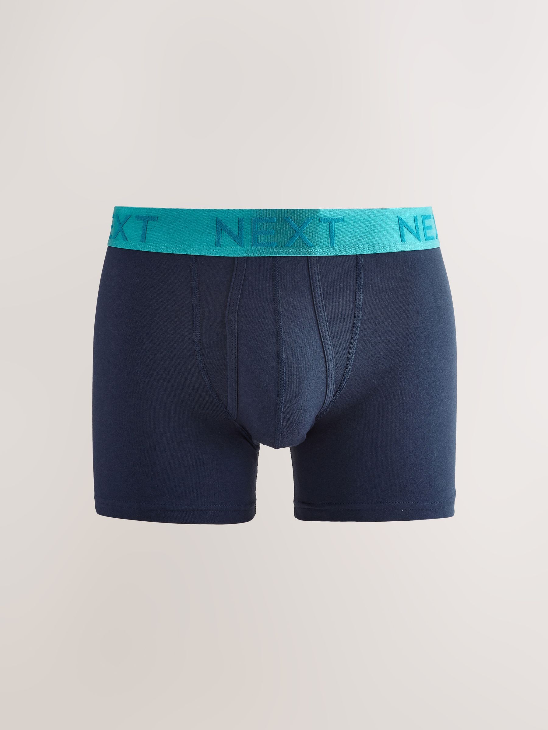 Marineblauwe felgekleurde tailleband met contrast - Standaard - 10 Boxershorts zonder plooi