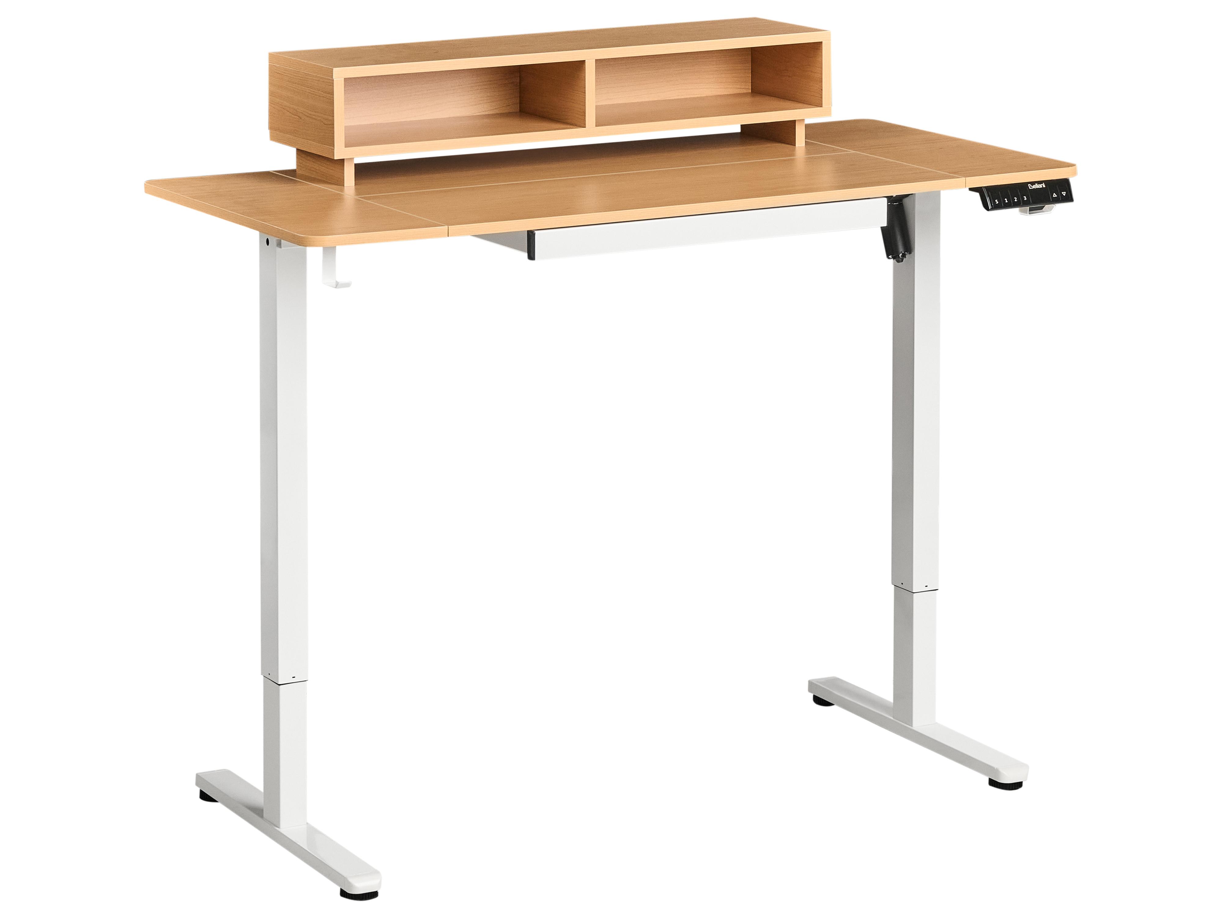 Elektrisch verstelbaar sta-bureau LUCAMA Lichtbruin/wit 120 cm 60 cm met USB-poort
