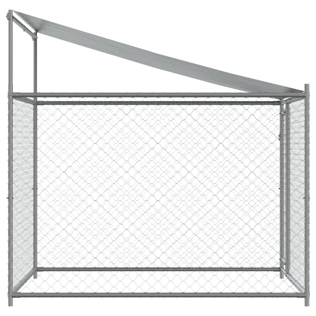 Gaiola para cães vidaXL com teto e porta, aço galvanizado, cinza, 10x2x2 m