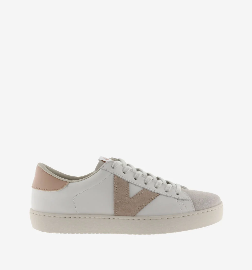 BERLÍN CUIR & CUIR FENDU Baskets blanches unisexes en cuir CUARZO