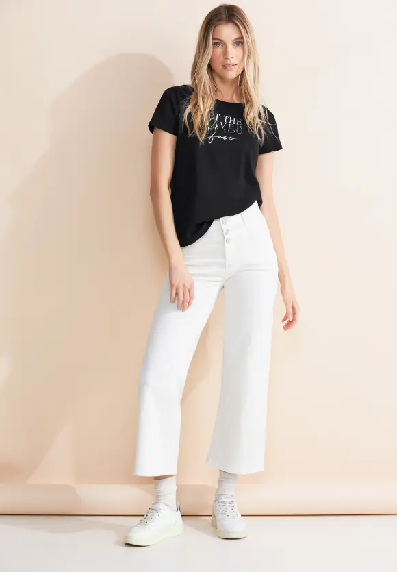 T-Shirt mit Partprint - Black