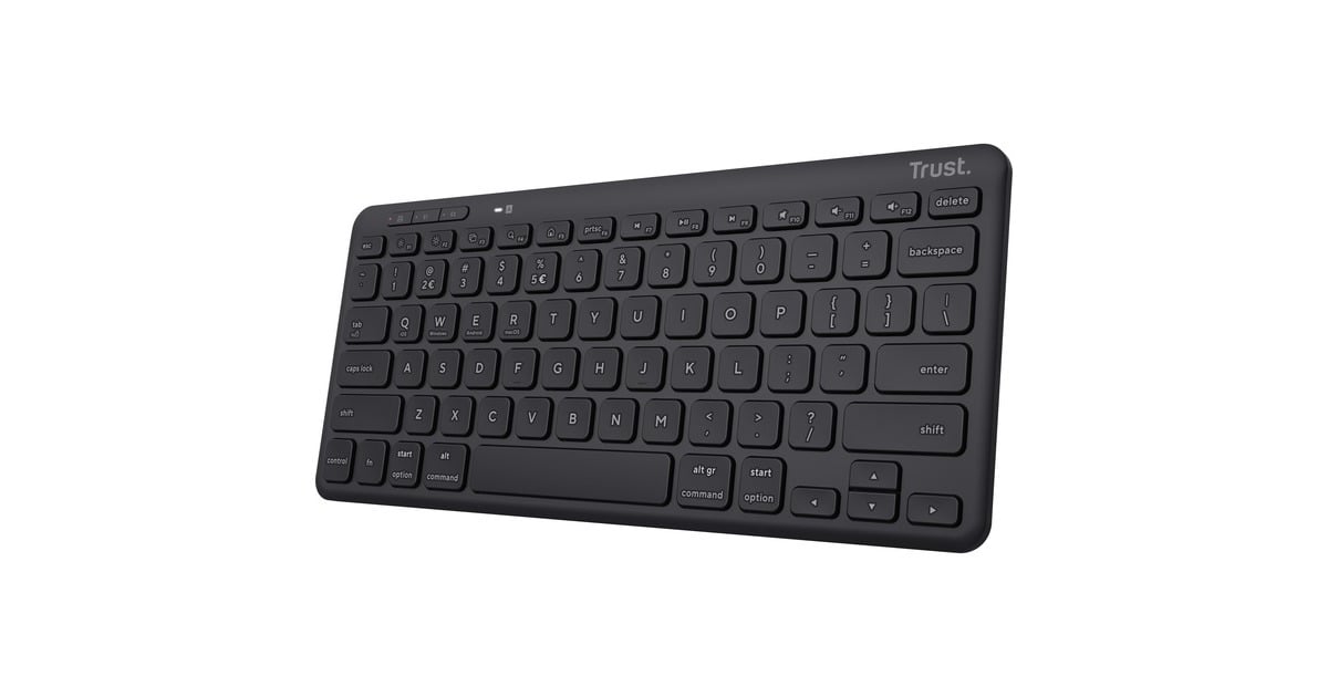TrustLyra Compact draadloos toetsenbord  (Zwart, US lay-out, Scissor switches, 2,4 GHz USB, Bluetooth, 65%)