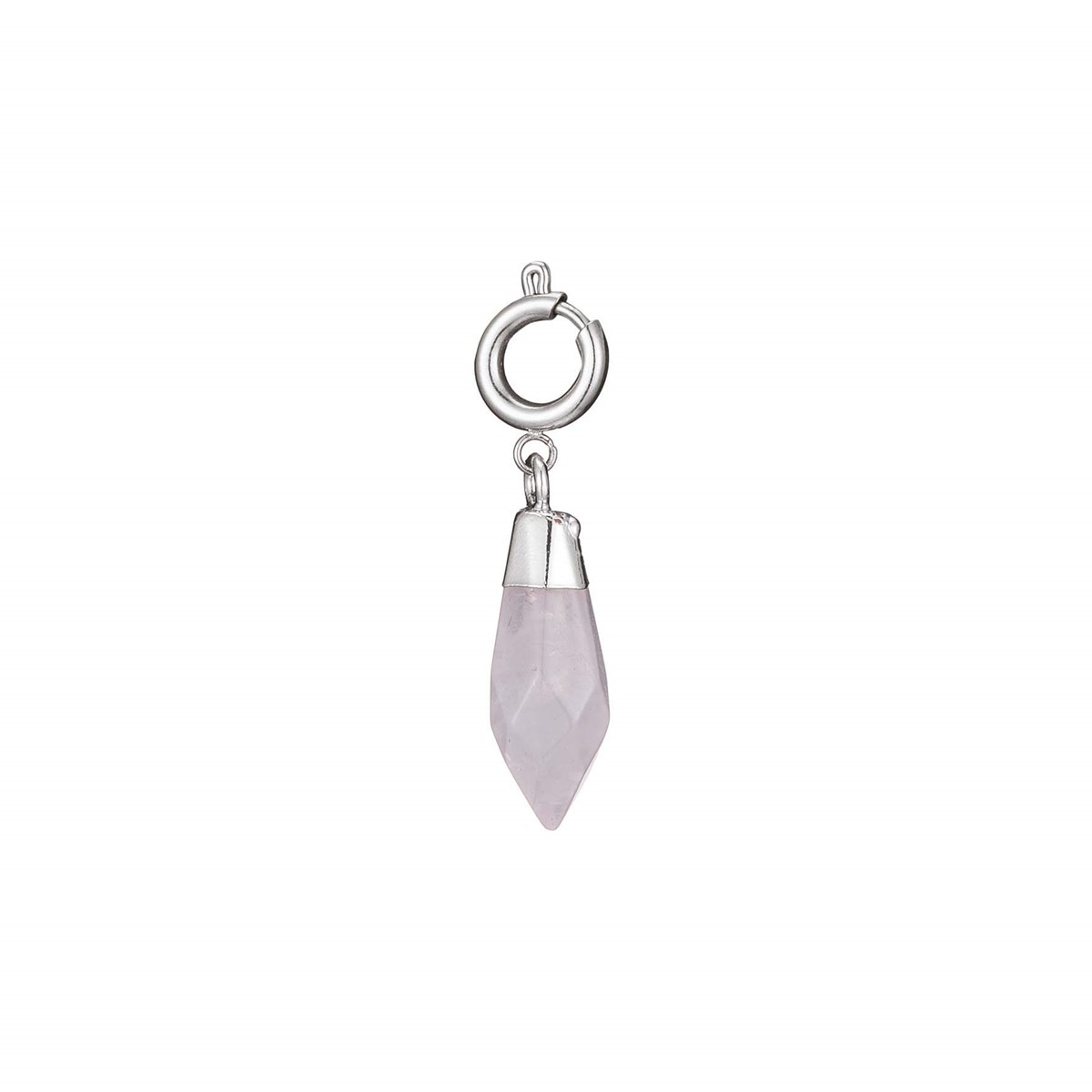 Charm acier pierre Quartz rose