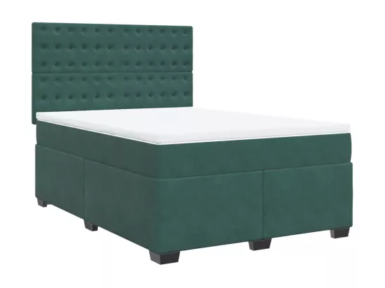 Sommier à lattes de lit et matelas Vert foncé 160x200cm Velours