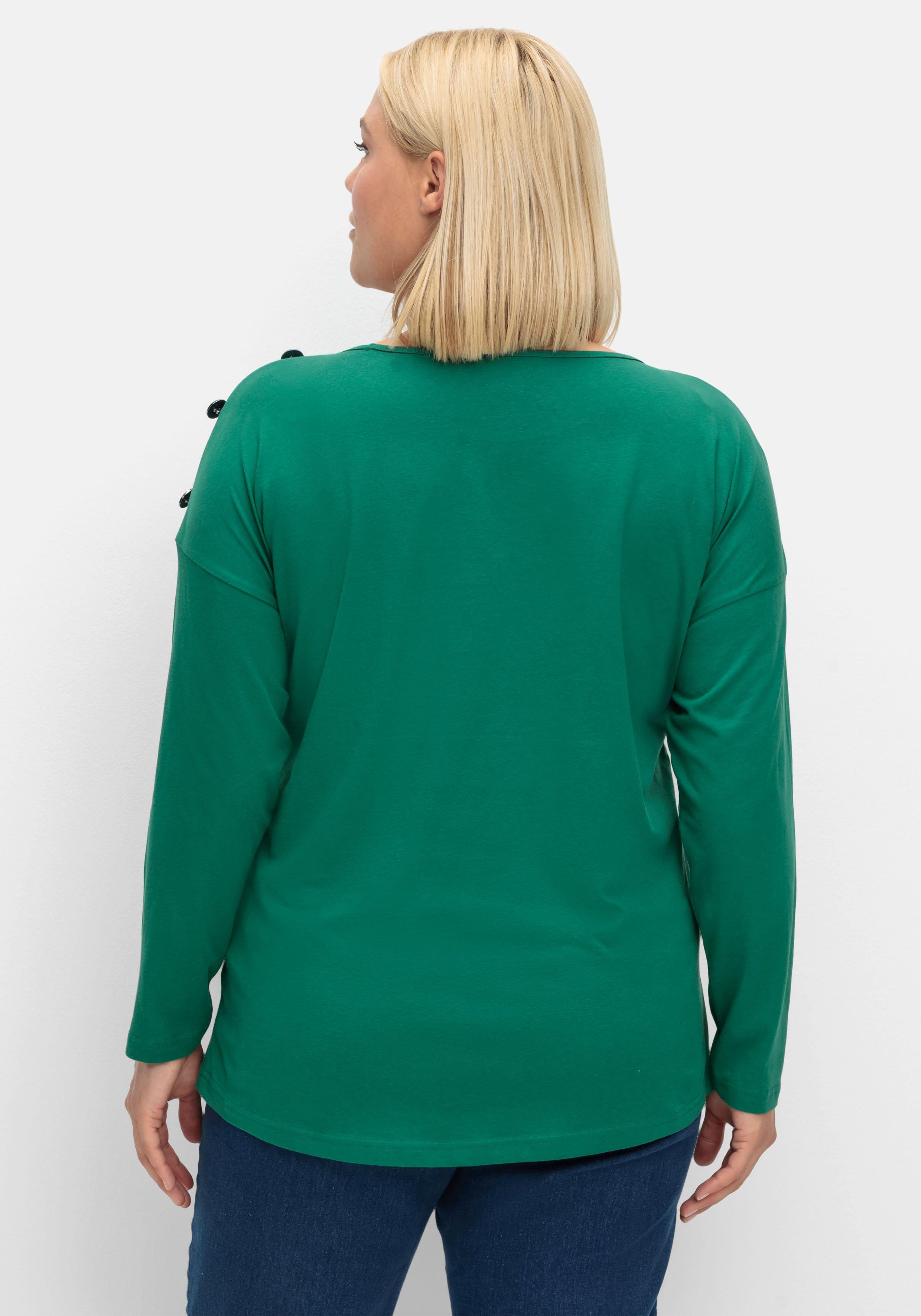 Langarmshirt mit Schmuckknöpfen auf der Schulter