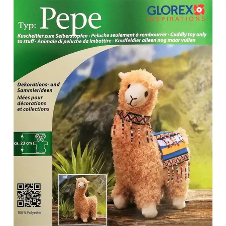 Glorex Kuscheltier Lama Pepe 23 cm beige zum Selberstopfen