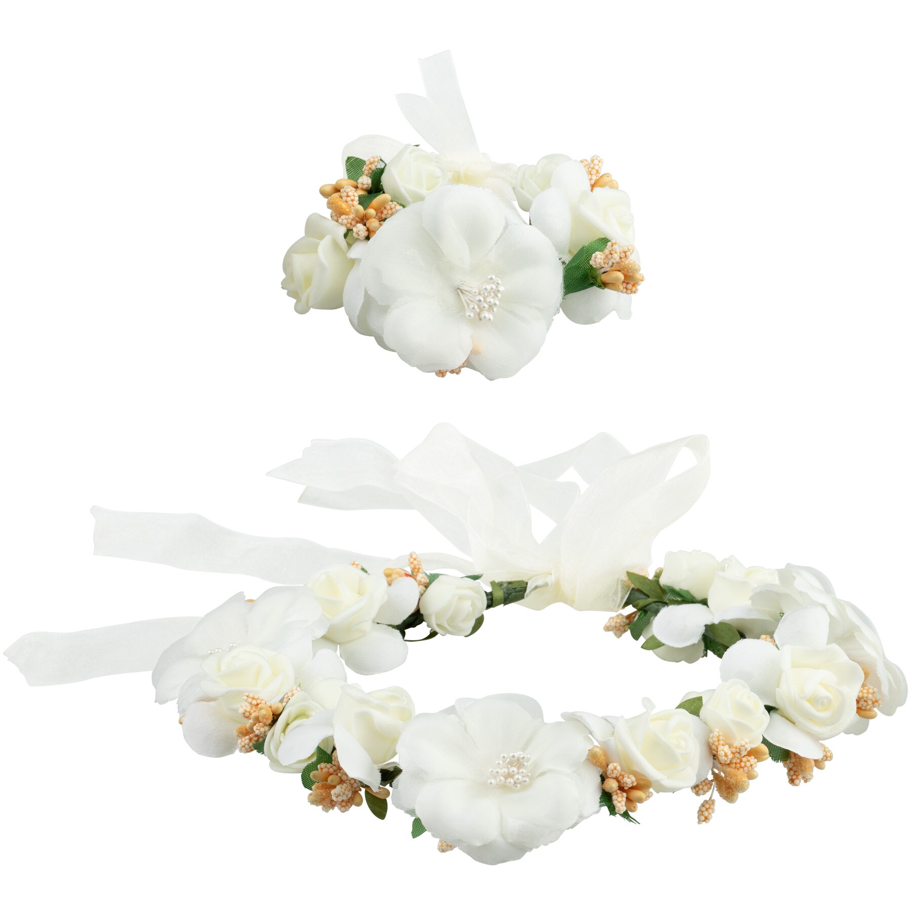 tectake® Blumenkranz und Armreif Hochzeit