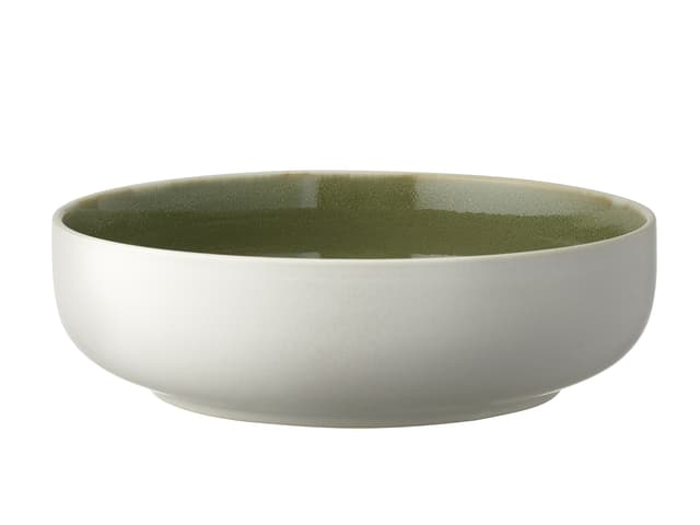 Studio Round Pastaskål Matte white/Shiny moss