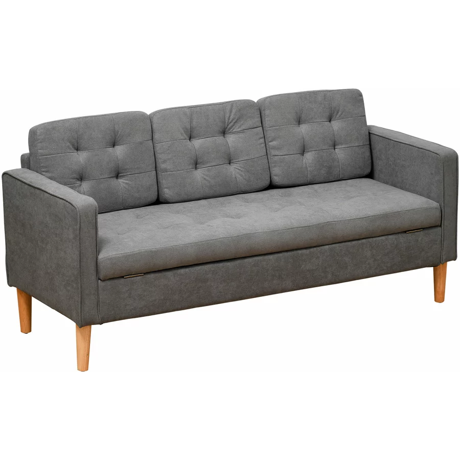 HOMCOM 3-Sitzer-Sofa mit abnehmbaren Kissen grau
