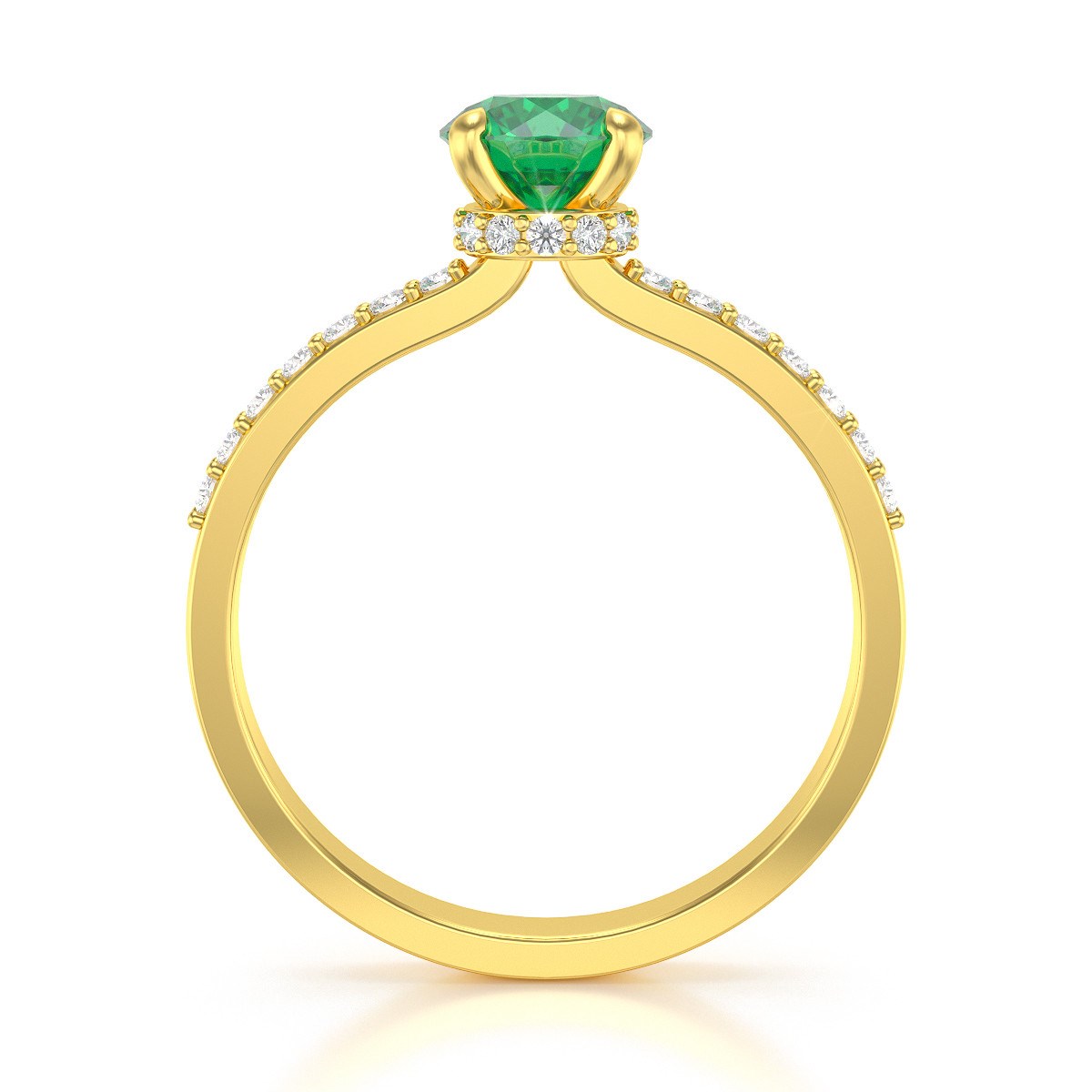 Bague ADEN Or 585 Jaune Emeraude et diamants 2.4grs