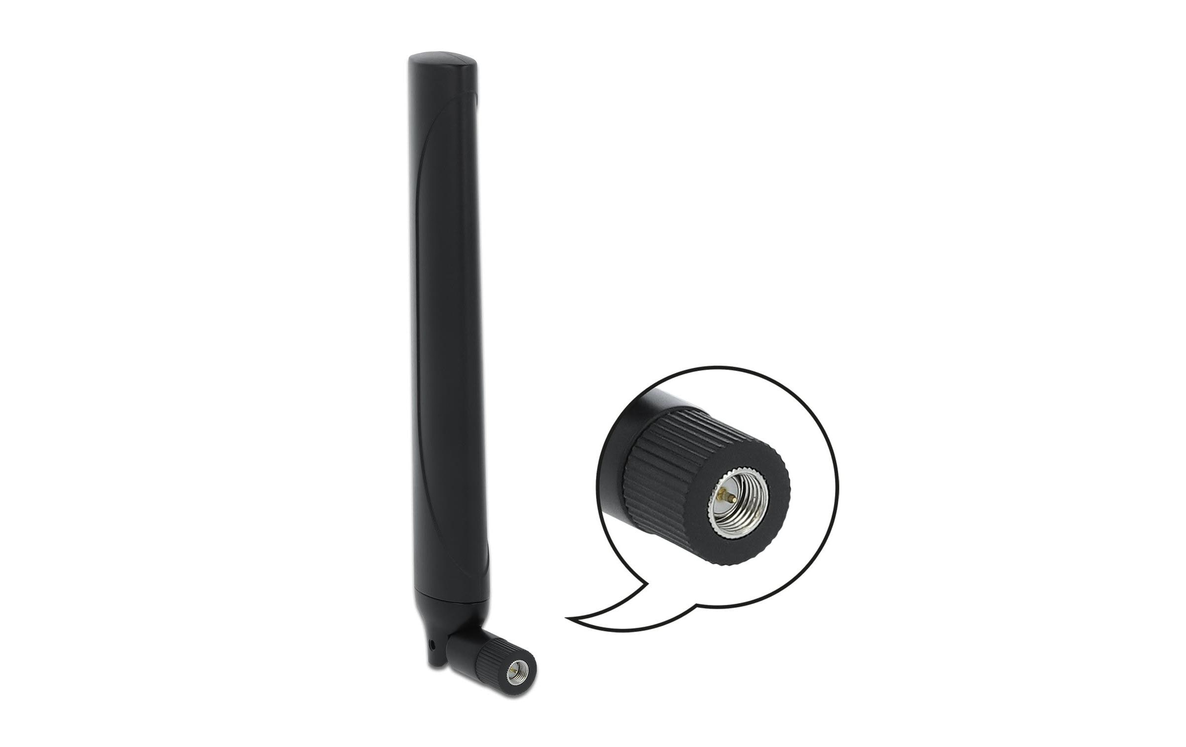 5G/LTE-Antenne SMA, 2.3dBi SMA 2.3 dBi RundstrahlDelock 5G LTE Antenne SMA Stecker -0.5 - 2.3 dBi omnidirektional mit Kippgelenk schwarz