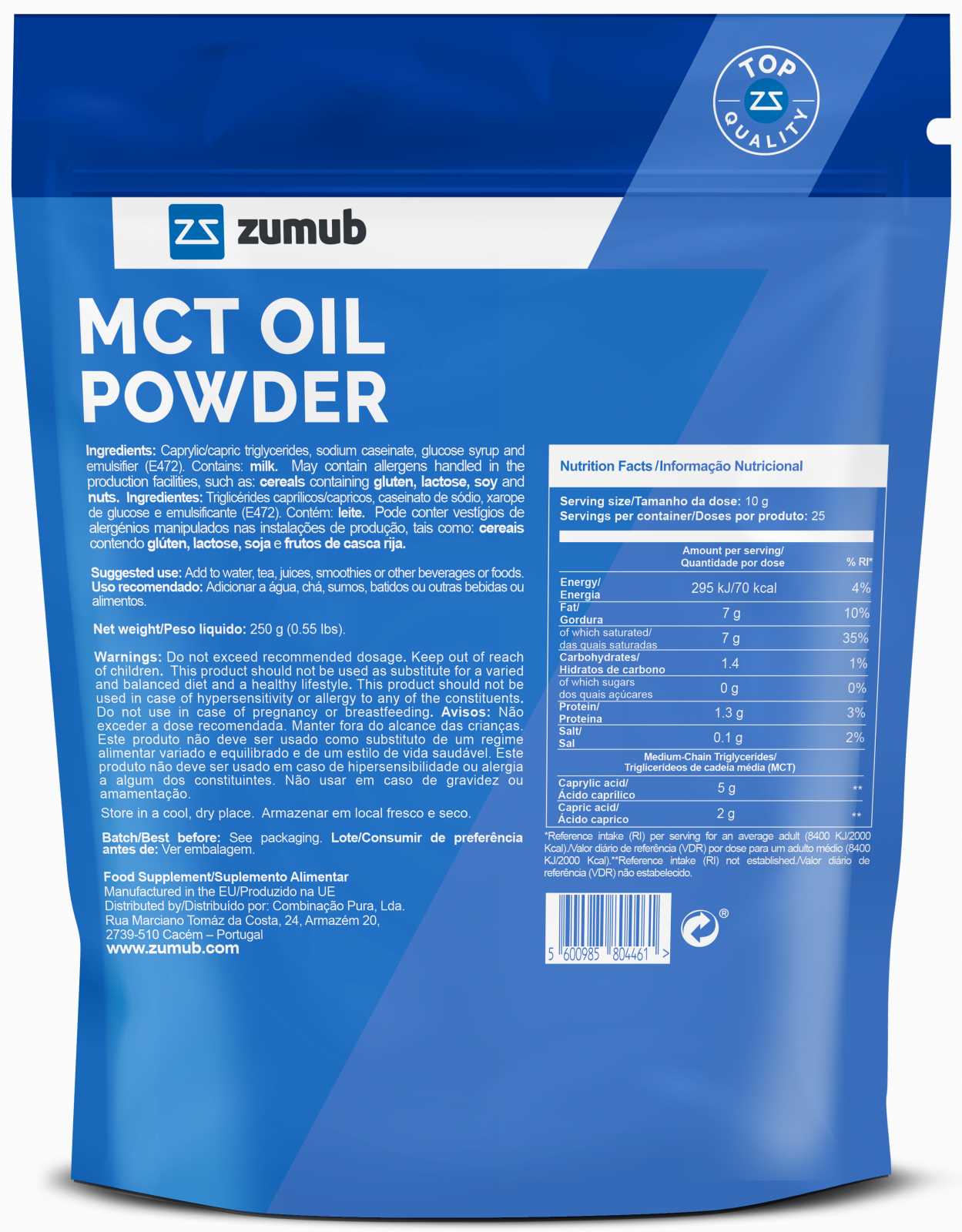 Óleo MCT em pó Zumub 250g