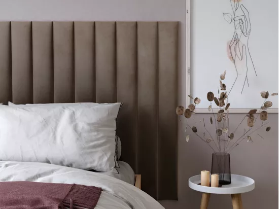 Panneaux muraux tête de lit - 220 cm - Velours - Beige - GONDA de Pascal Morabito