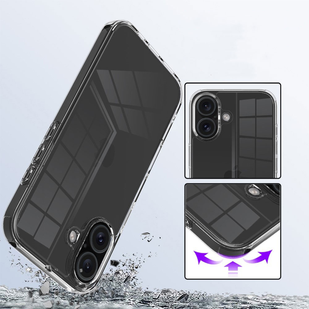 iPhone 16 Hybrid Hülle TPU Bumper mit Acryl Rückseite - Transparent