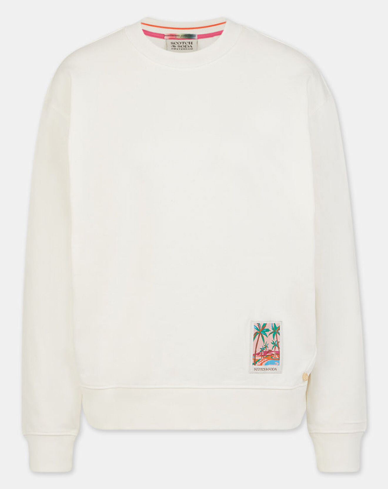 Scotch & Soda Sweat 100% Coton Bio Patch Tropical crème