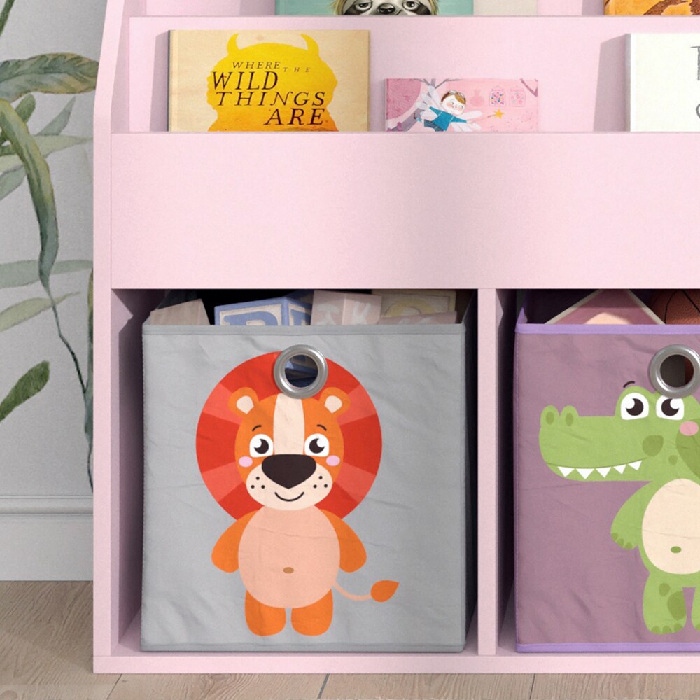 Vicco Kinderbücherregal Luigi 72 x 79 cm, Rosa, Kinderzimmerregal, mit Faltboxen